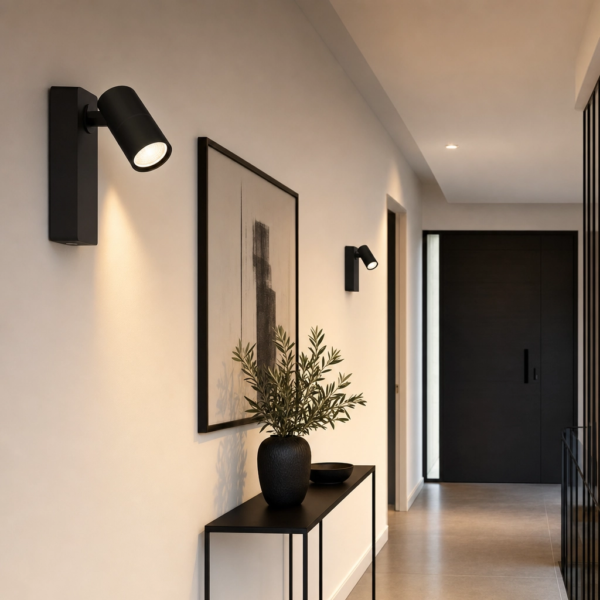 Molfetta | Aplique Aluminio Moderno Elegante Orientable GU10 en pasillo moderno argentino