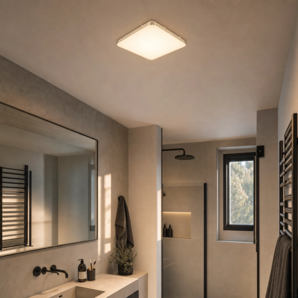 Serradifalco | Plafón Acrílico Moderno Sereno Cuadrado LED en baño moderno argentino