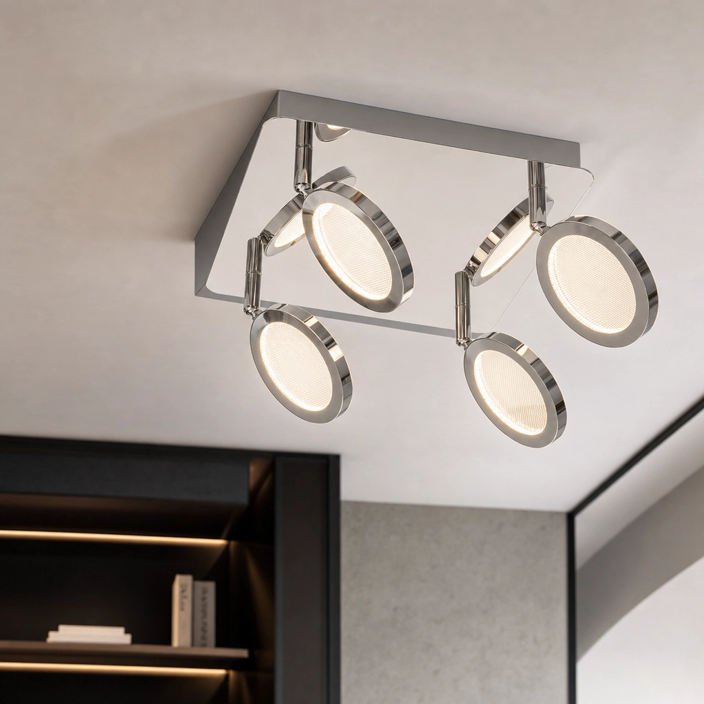 Ischia Plafón LED Cuádruple Disco montado en el techo — primer plano en el techo