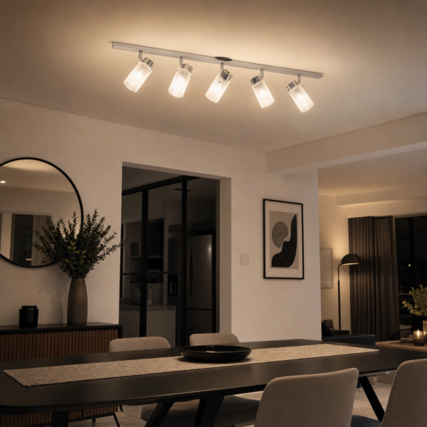 Castelvetrano | Aplique Metal Vidrio Moderno Envolvente Quíntuple Tulipa E27 en comedor moderno argentino