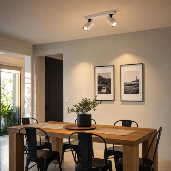 Santarcangelo Plafón Spot Doble Orientable Blanco montado en el techo — comedor moderno argentino