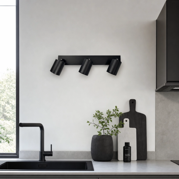 Rutigliano | Aplique Metal Moderno Elegante Triple Orientable GU10 en cocina moderno argentino