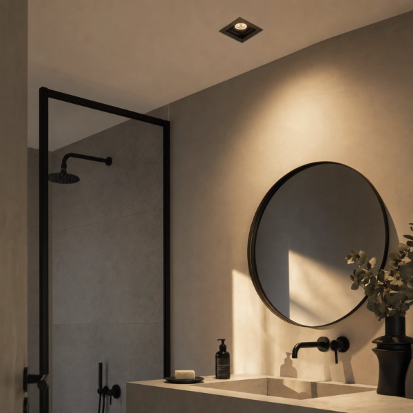 Agrigento | Spot Aluminio Minimalista Sobrio Embutir GU10 en baño moderno argentino