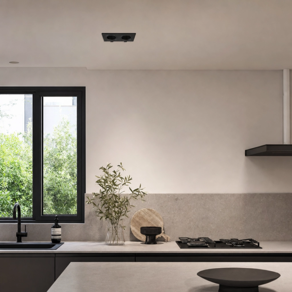 Acquaviva | Spot Policarbonato Minimalista Sobrio Doble Embutir GU10 en cocina moderno argentino