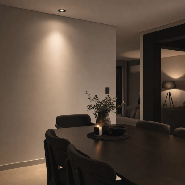 Modugno | Spot Policarbonato Minimalista Sobrio Embutir GU10 en comedor moderno argentino