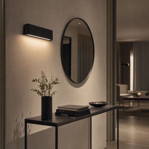 Trani | Aplique Aluminio Minimalista Envolvente Lineal Curvo LED en entrada moderno argentino
